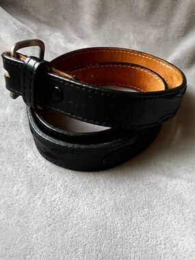 Tony Lama Black Leather Belt with Tan Interior